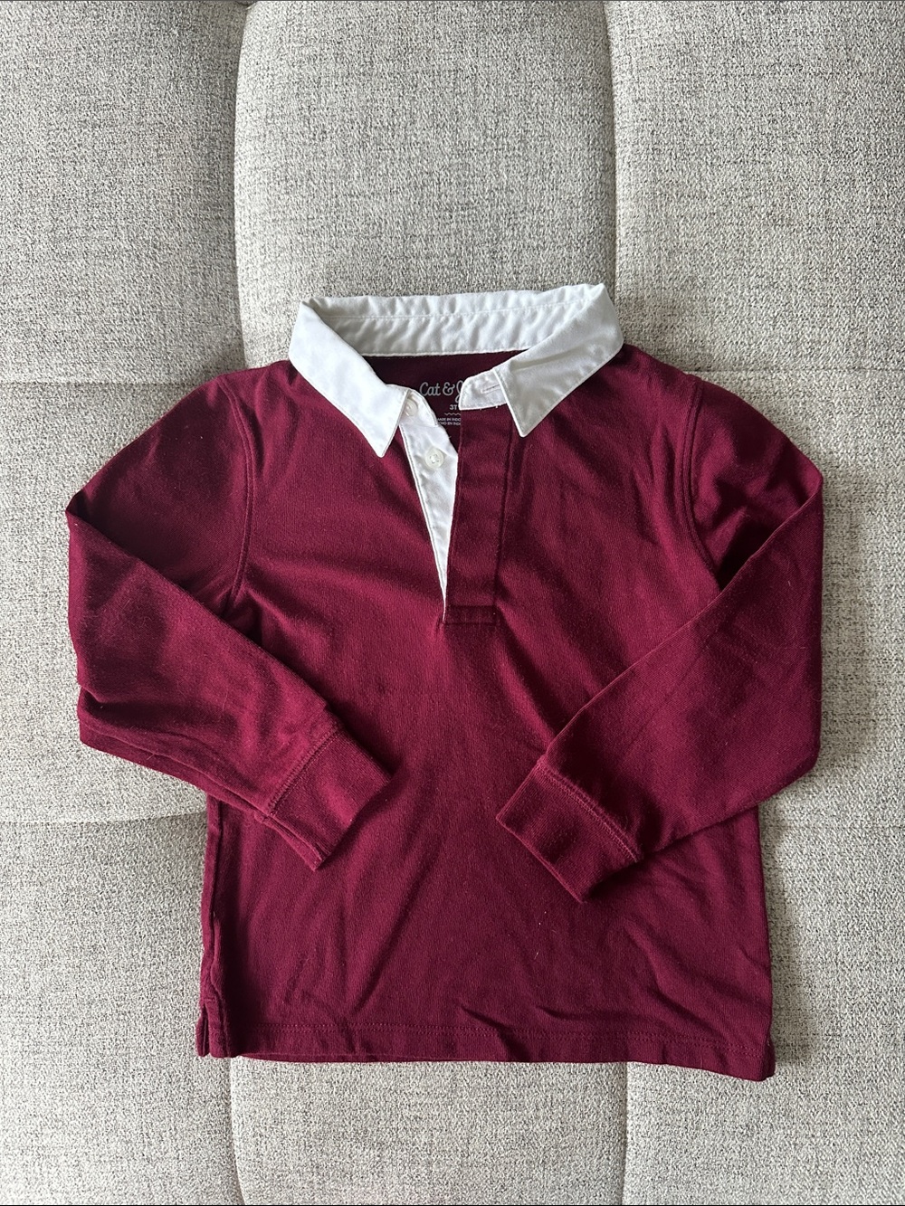 Cat & Jack Burgundy Long-Sleeve Polo with White Collar - Kids